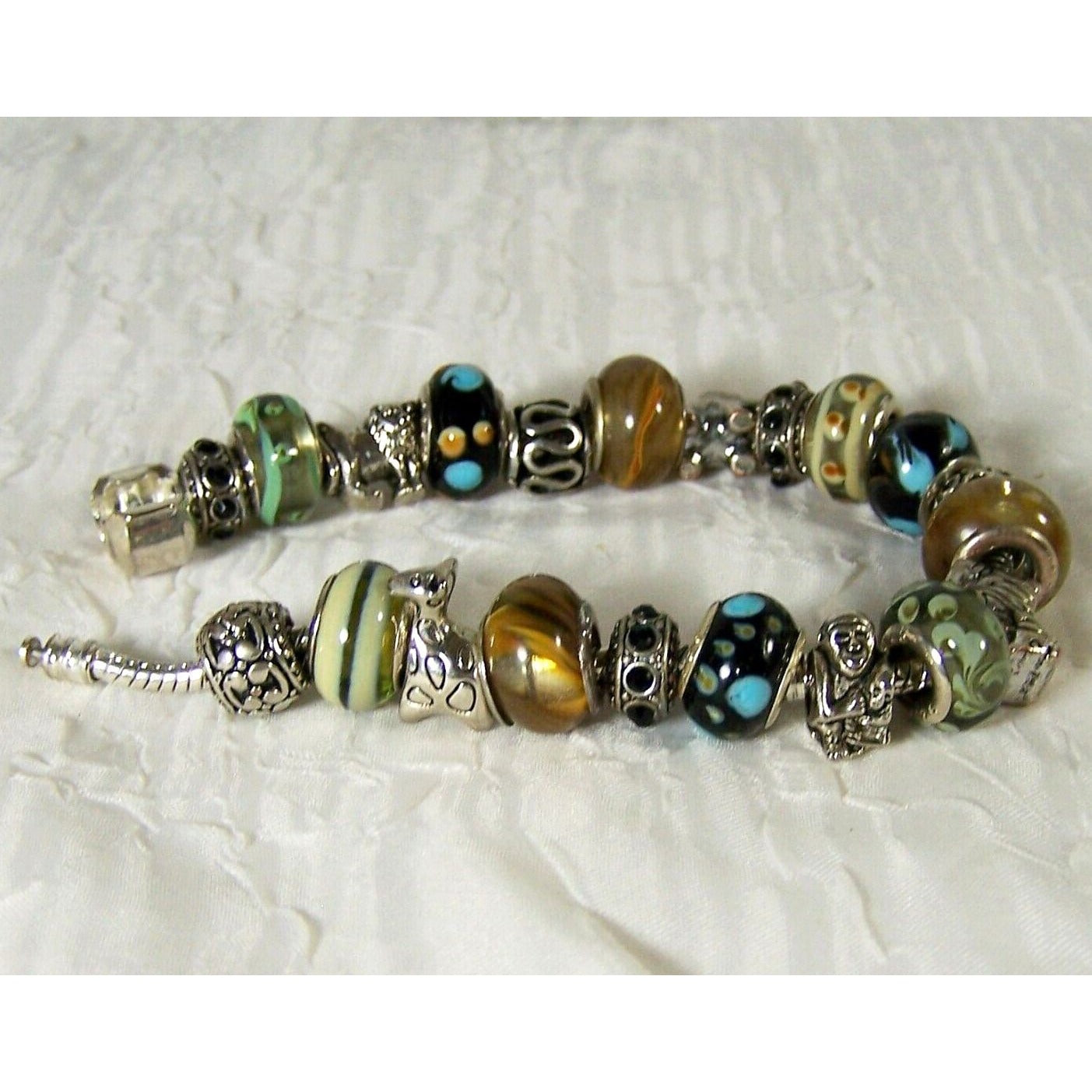 Sterling Silver Charm Bracelet Five Safari Animals Snake Chain
