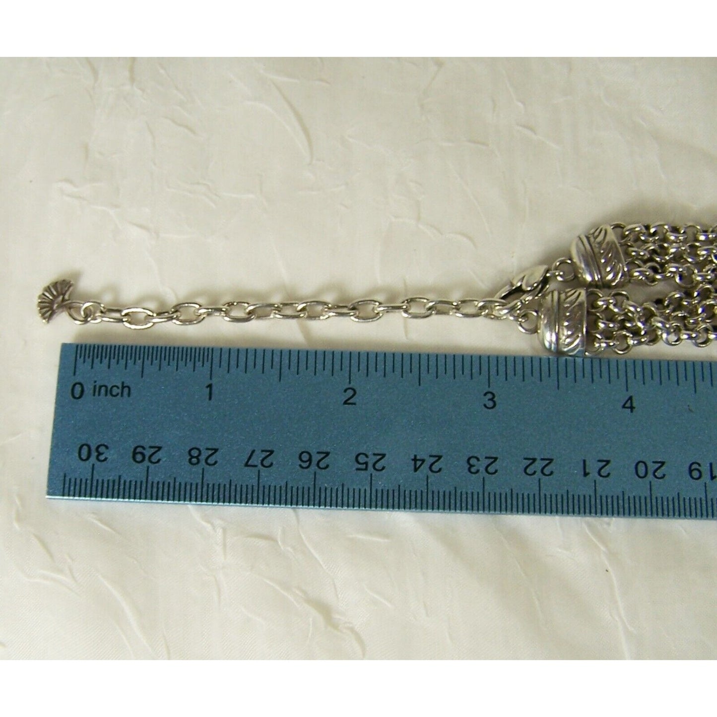 Brighton Silver Tone Heart Pendant Necklace Three Chains