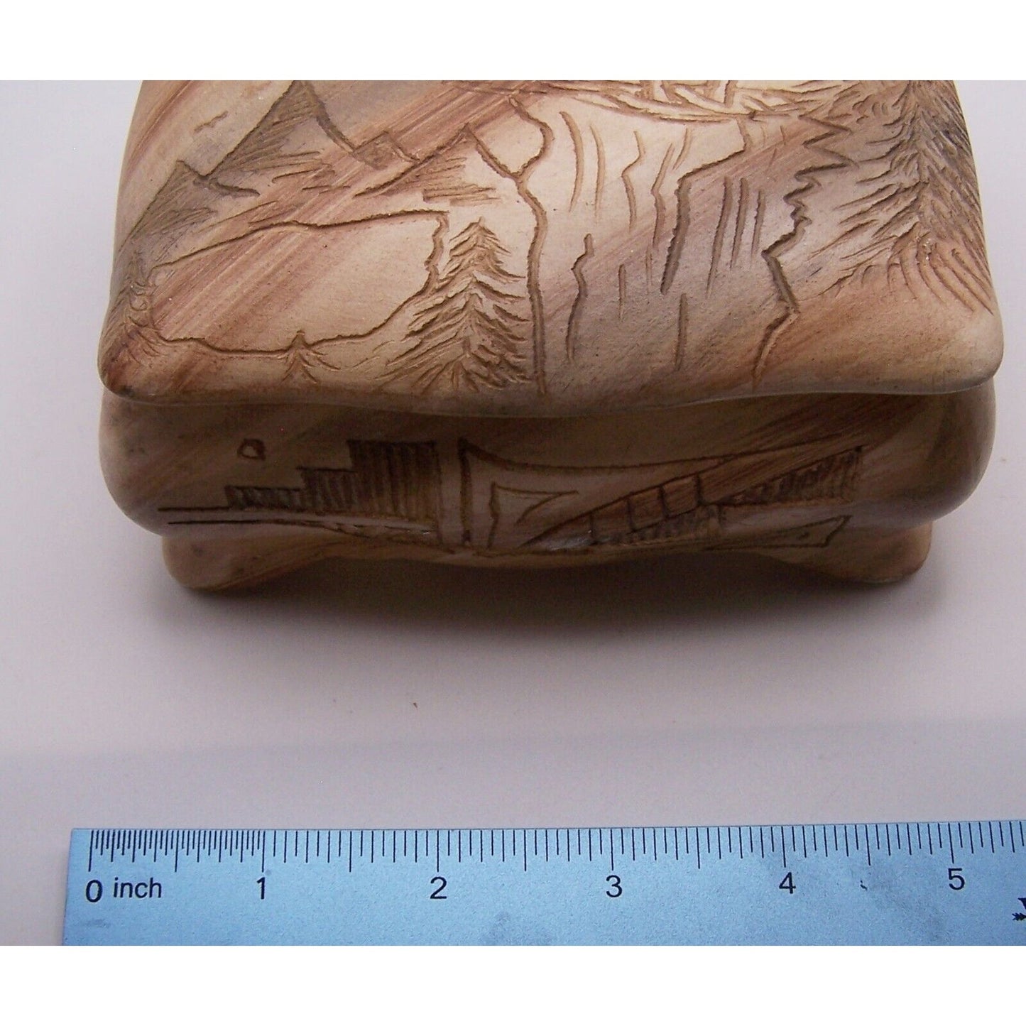 Navajo Etched Art Pauline Blackhorse Signed Hand Made Jewelry Box Lidded