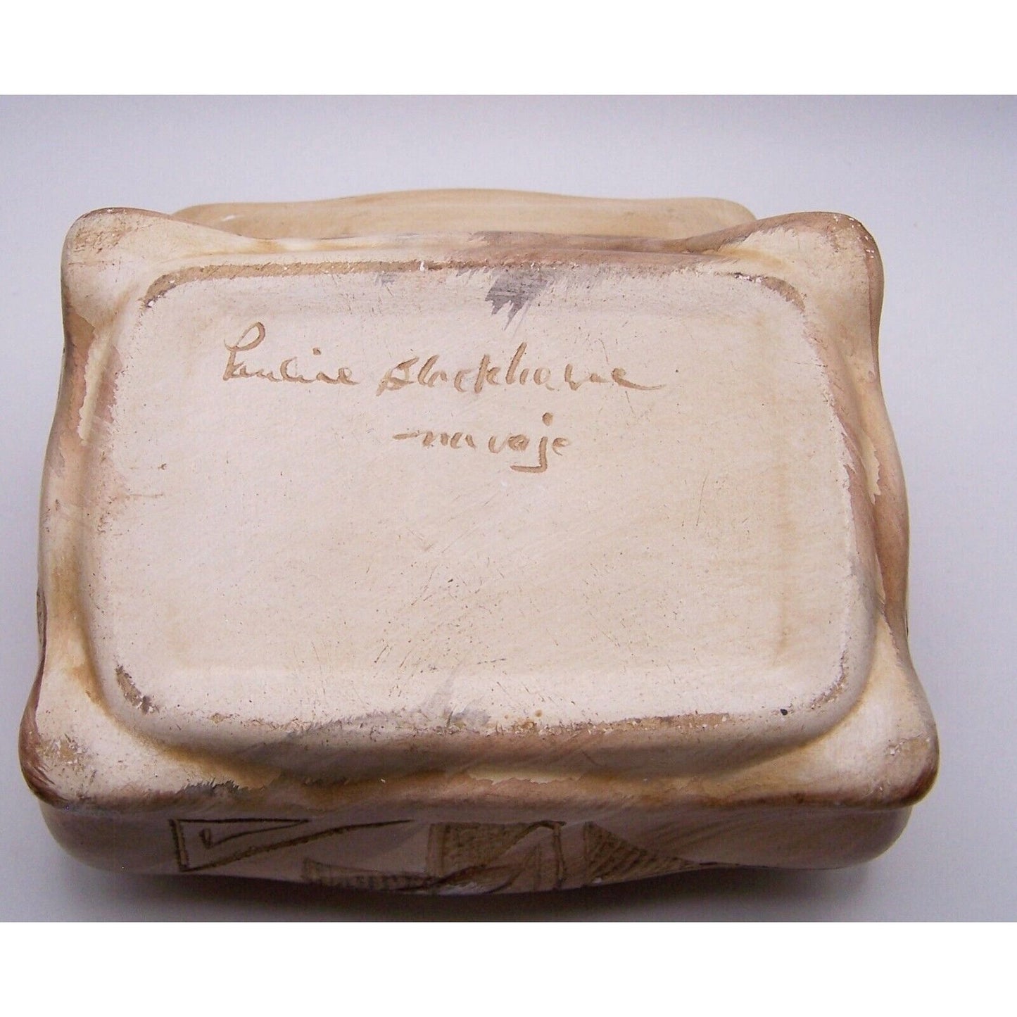 Navajo Etched Art Pauline Blackhorse Signed Hand Made Jewelry Box Lidded
