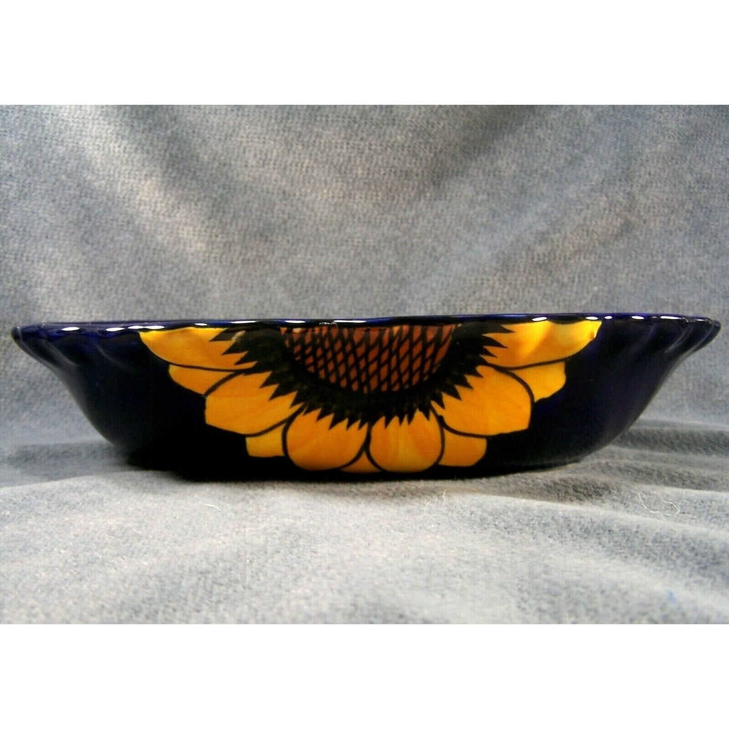 Talavera Pottery Cobalt Sunflower Serving Bowl Artist Mark Lead Free