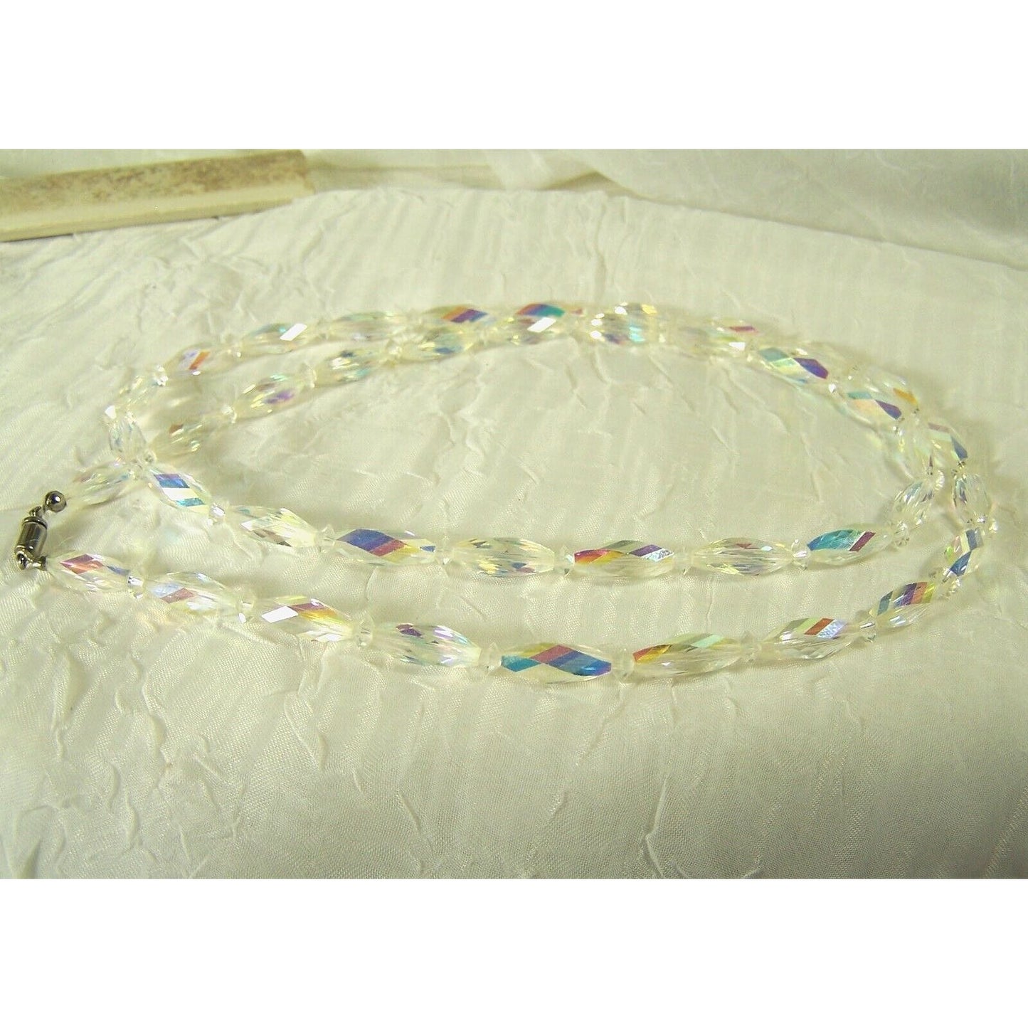 Vintage Swarovski AB Twisted Crystal Necklace 29” Bead Styles 5206 & Spacer 5305