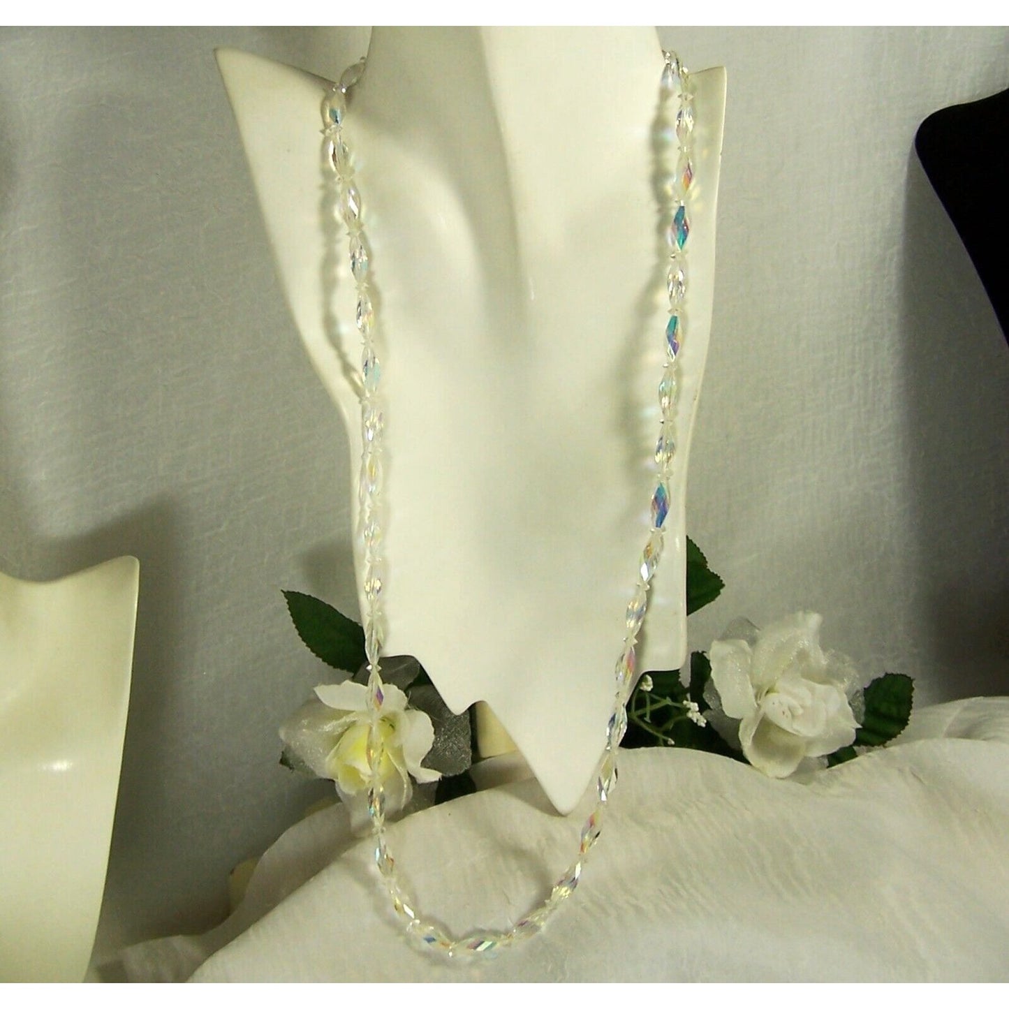 Vintage Swarovski AB Twisted Crystal Necklace 29” Bead Styles 5206 & Spacer 5305