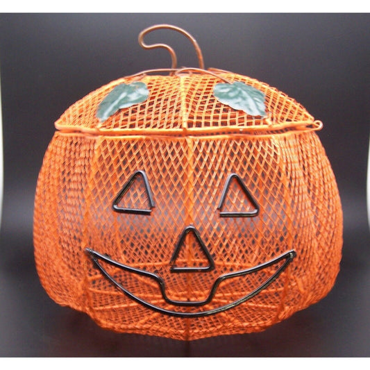 Halloween Pumpkin Wire Basket