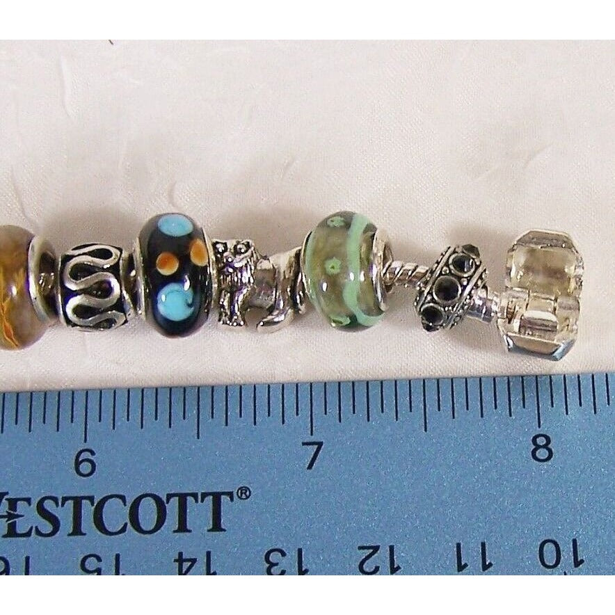 Sterling Silver Charm Bracelet Five Safari Animals Snake Chain