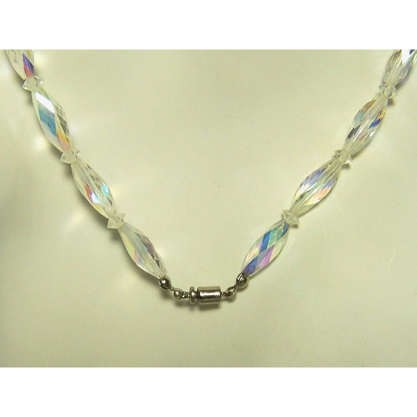 Vintage Swarovski AB Twisted Crystal Necklace 29” Bead Styles 5206 & Spacer 5305