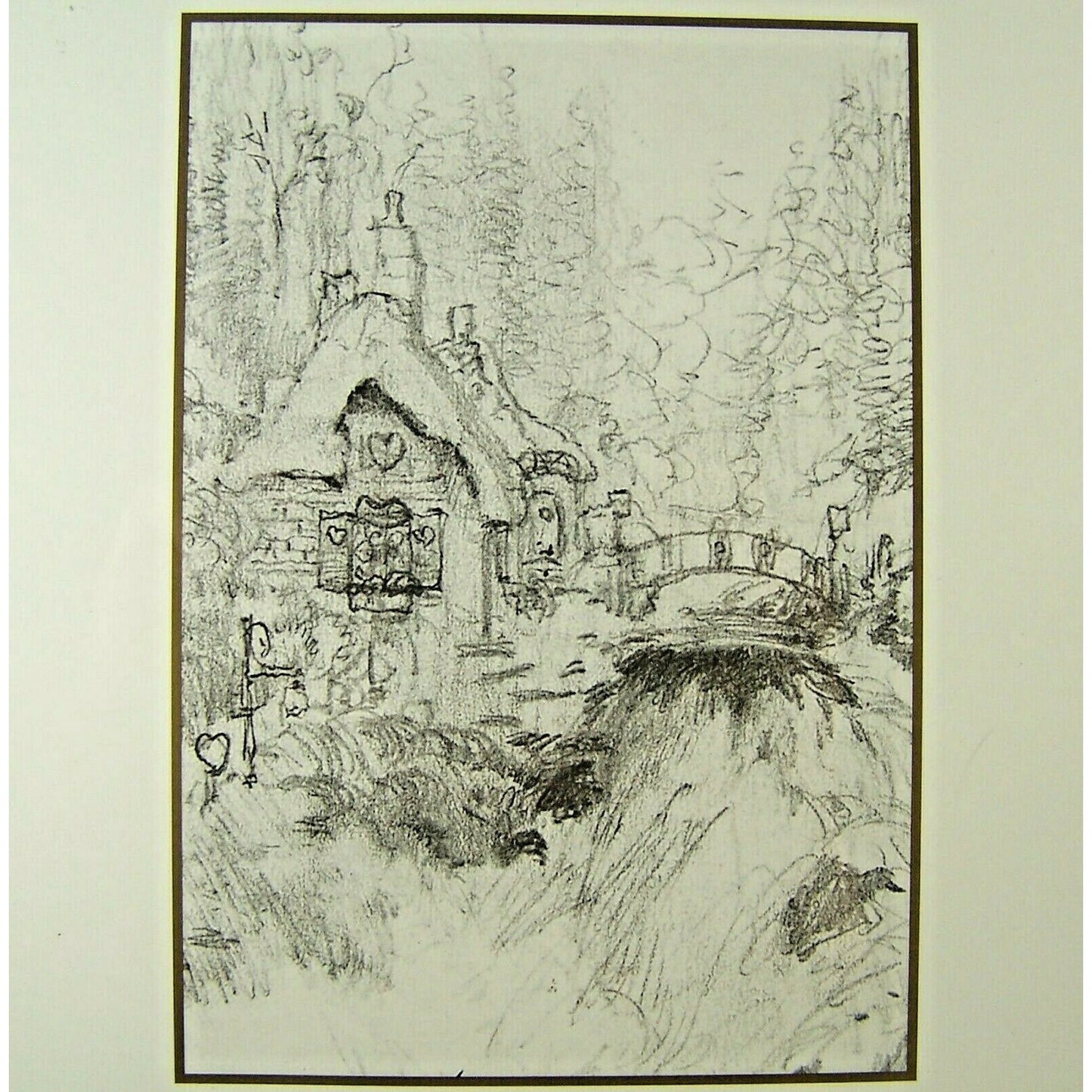 Thomas Kinkade Artist Sketch Series Sweetheart Cottage Print Number 94/4950